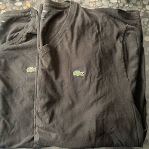 Two Lacoste V Neck Tshirts XXL